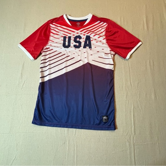 USA Soccer Umbro Futbol Jersey Shirt Red White Blue Men’s Size Small - Picture 1 of 7